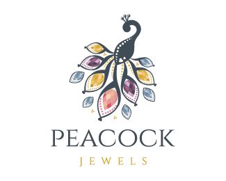 Peacock Jewels Logo design - An abstract peacock with ...