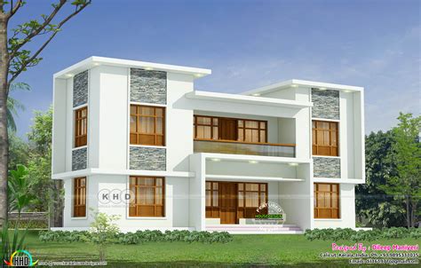 Flat Roof Style 2504 Sq Ft Modern Home Rendering Kerala Home Design