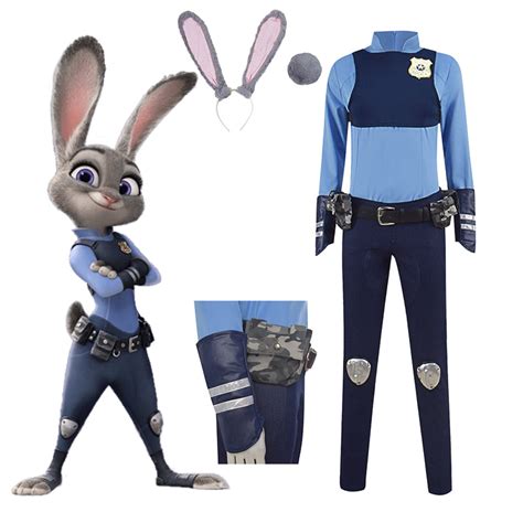 Zootopia Judy Hopps Cosplay Costume Rabbit Police Uniform Halloween Ca