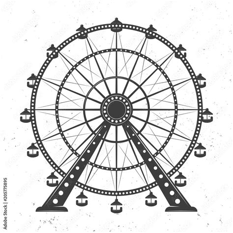 Ferris Wheel Vector Monochrome Illustration Stock Vector Adobe Stock