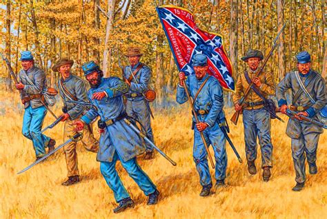 Confederate Troops Issuing The Southern Saltire A Square Flag With A