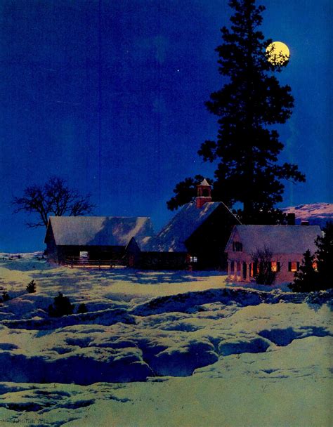 Parrish Moonlight Night Winter 1942 Oil On Board 20 X 1575