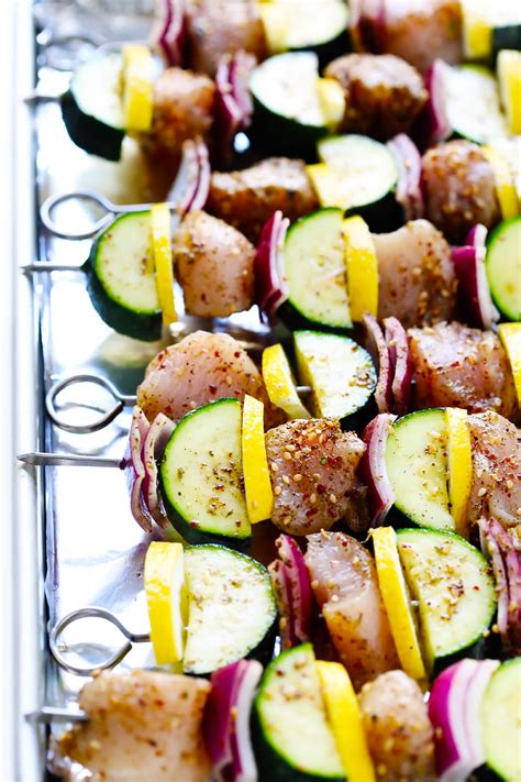 How do you cut vegetables for kebabs? Za'atar Chicken and Veggie Kabobs | Gimme Some Oven