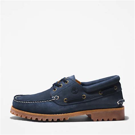 Timberland® 3 Eye Lug Handsewn Boat Shoe For Men In Navy Timberland