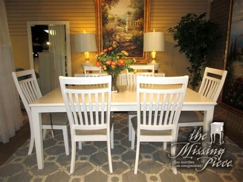 Coastal dining chairs white upholstered bed. Coastal style dining table in white with six white slat ...