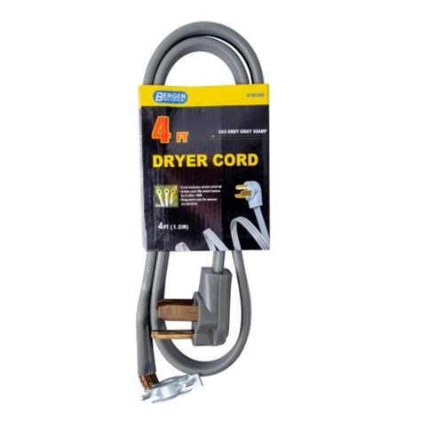 Check spelling or type a new query. Bergen 4 FT 30 Amp SRDT Grey Dryer Cord (Bergen D100304 ...