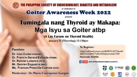 Goiter Awareness Week Celebration Philippine College Of Endocrinology