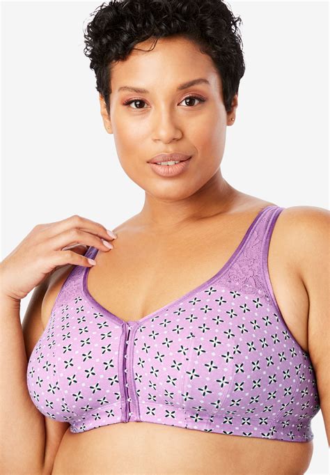 Cotton Comfort Wireless Front Hook Bra Woman Within
