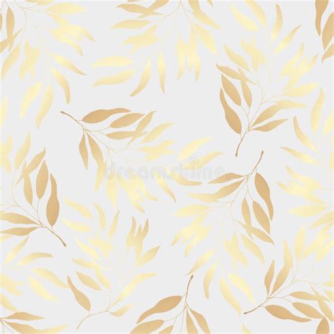 Seamless Pattern Golden Leaves On A White Background Vector