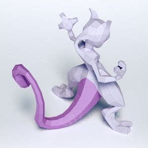D Papercraft Pokemon Mewtwo Diy Templates Including Etsy