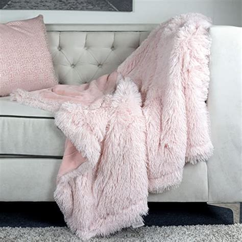 Homey Cozy Faux Fur And Flannel Pink Throw Blanket Super Soft Shaggy Fleece Fuzzy Lightweight