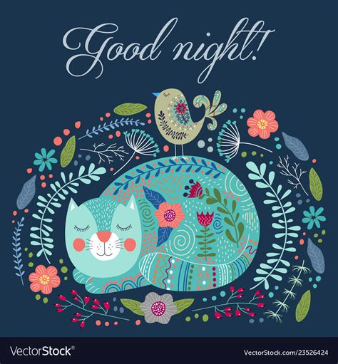 Good Night Art Colorful With Royalty Free Vector Image