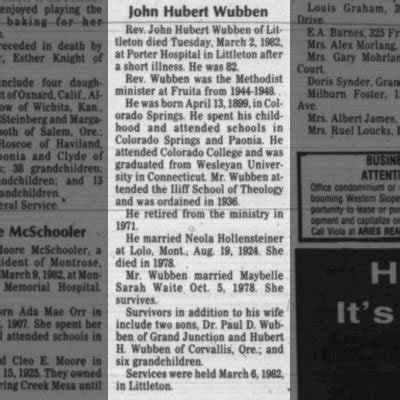 Obituary For John Hubert Wubben Aged Newspapers Com