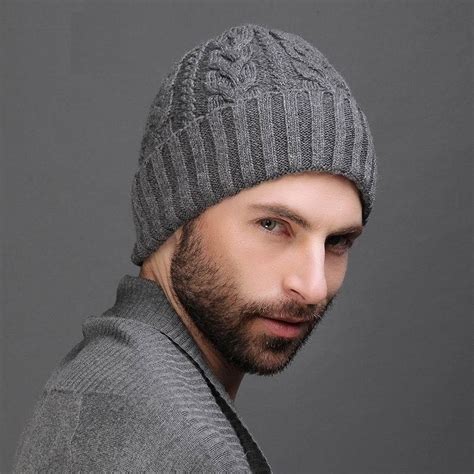 Wool Cashmere Men Winter Hat Knit Skullies Beanies Hats Male