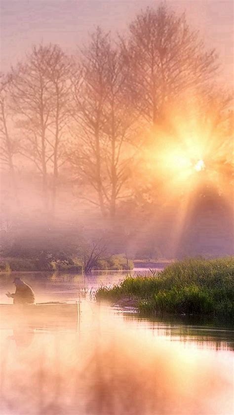 Morning Misty Lake Pure Scenery Iphone Wallpapers Free Download
