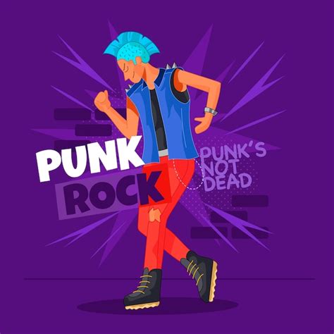 Free Vector Flat Design Punk Rock Illustration