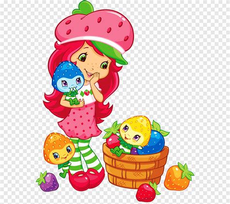 Pink Haired Woman Cartoon Character Shortcake Strawberry Dessert