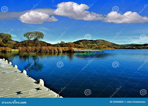 Beautiful Lakeside View From The Dock Stock Image Image Of Skies