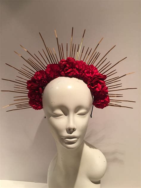 red flower headband flower crown hair accessory etsy red flower headband flower crown