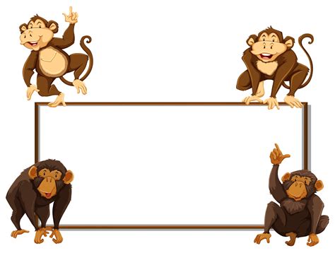 Border Template With Four Monkeys 294803 Vector Art At Vecteezy
