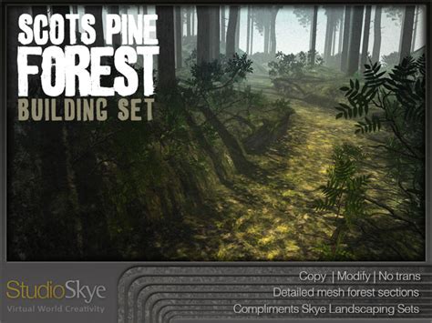 Second Life Marketplace Skye Scots Pine Forest Building Set 4 Season Trees