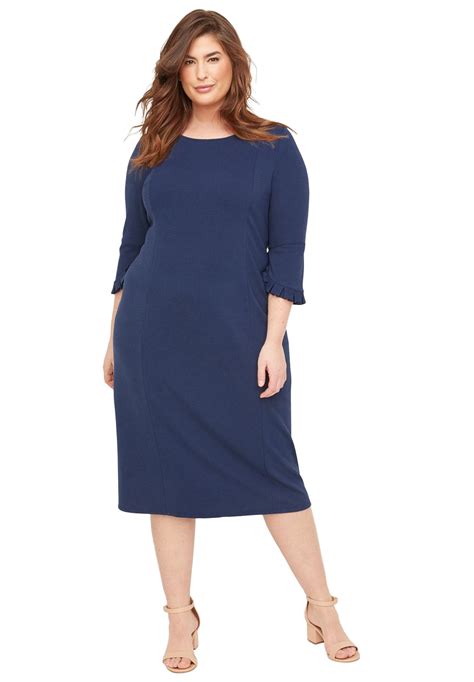 Catherines Catherines Womens Plus Size Timberline Terrace Shift Dress 1x Mariner Navy Blue