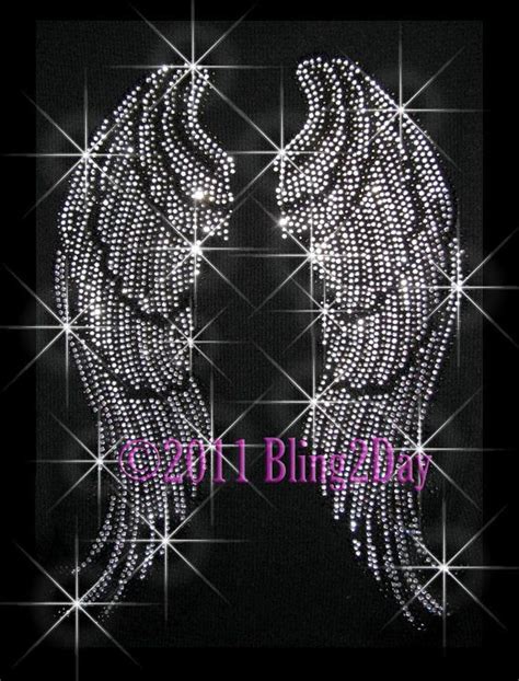 large angel wings iron on angel wings rhinestone transfer bling hot fix applique diy angel