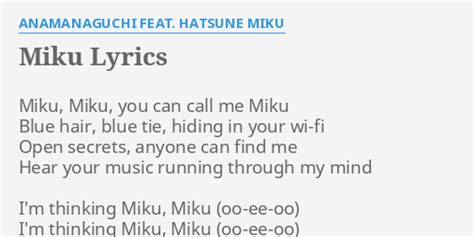 Miku Lyrics By Anamanaguchi Feat Hatsune Miku Miku Miku You Can