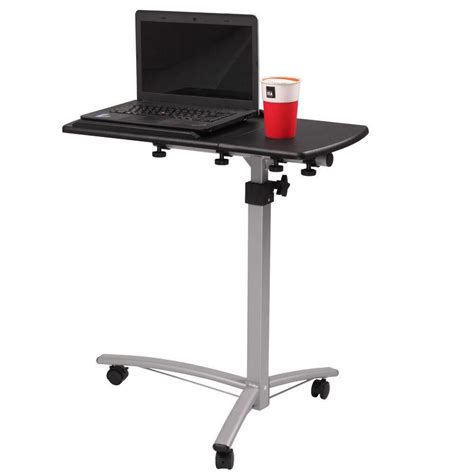 Portable Height Adjustable Computer Mobile Rolling Desk Laptop Table
