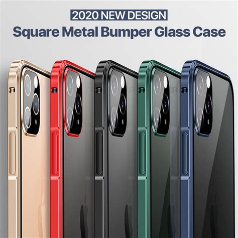 Luxury Square Metal Aluminumm Bumper Case For Iphone 11 Pro Max 12