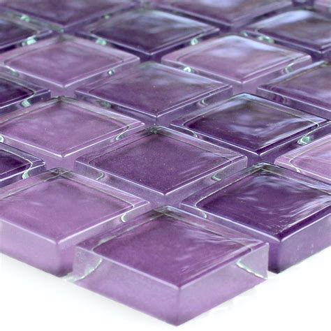Crystal Glass Mosaic Tiles Purple Mix 25x25x8mm 1 Sheet Ebay