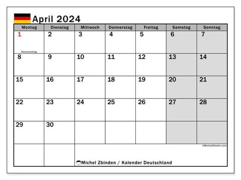 Kalender April 2024 Deutschland Michel Zbinden De
