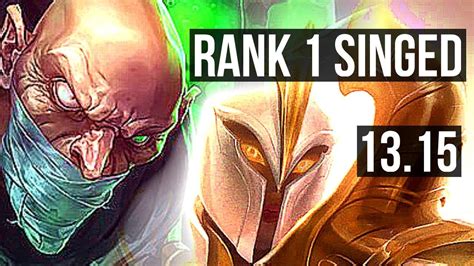 SINGED Vs KAYLE TOP Rank 1 Singed 3 0 7 Rank 8 300 Games TR