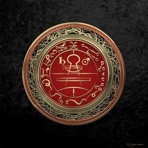 Gold Seal Of Solomon Lesser Key Of Solomon On Black Velvet Digital