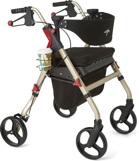 Medline Premium Empower Rollator Walker with Seat, Folding Rolling