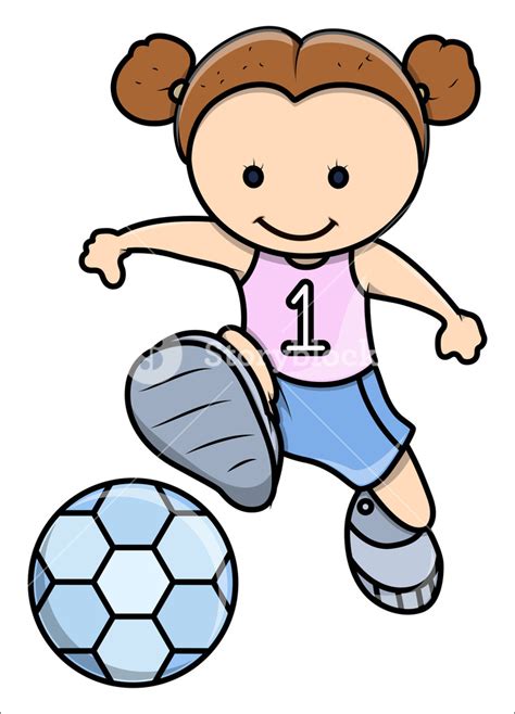Child Playing Football Vector Cartoon Illustration Royalty Free Stock