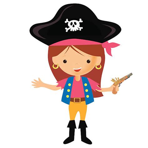 Royalty Free Funny Cute Cartoon Pirate Girl Clip Art Vector Images