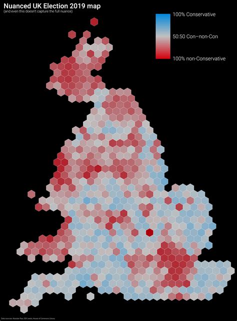 As the results came in from around the country the live map of the uk was updated to show which party each constituency had elected. A nuanced 2019 election map - Andrew Steele