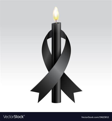 Black Ribbon Candles Mourning Royalty Free Vector Image