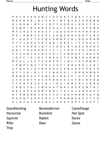 Hunting Words Word Search Wordmint