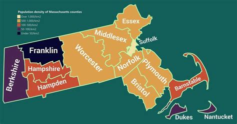 Population Density Of Massachusetts Counties 2018 Density County