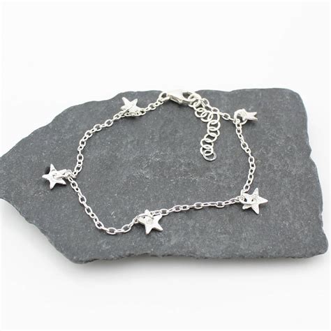 Sterling Silver Star Charm Bracelet By Lucy Kemp Silver Jewellery
