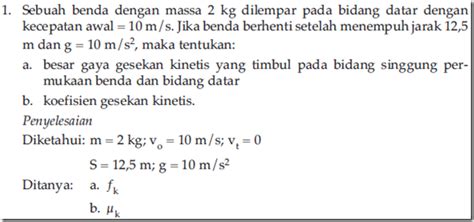 Contoh Soal Gaya Gesekan Dan Pembahasan Pengertian