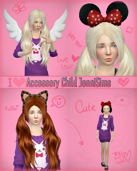 Bow Minnie Kitty Wings Acc Set For Kids At Jenni Sims Sims 4