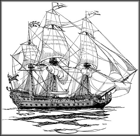 British Ship Of The Line Drawing Tall Ships On High Seas Pinterest