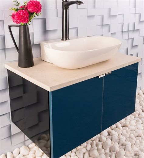 Buy Stainless Steel Bathroom Vanity In Blue With Counter Top Wash Basin By Tusker Online