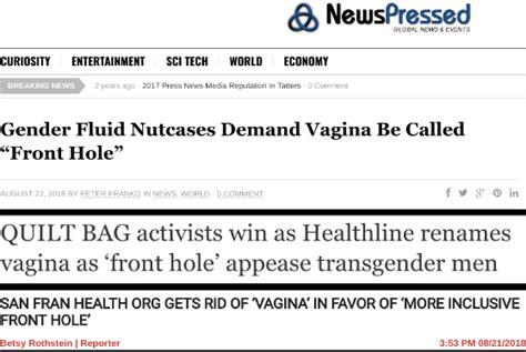 Has The Medical Term Vagina Been Replaced With The Phrase Front Hole