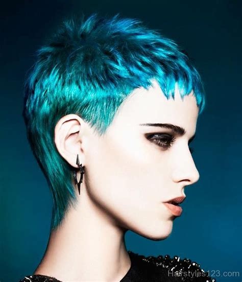 Short Funky Hairstyle 597×696 Turquoise Hair Short Hair Styles