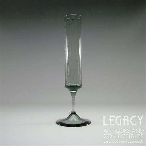 Dartington Glass Large Footed Specimen Vase Ft47 In Midnight Grey C 1960s Glass Dartington Vase