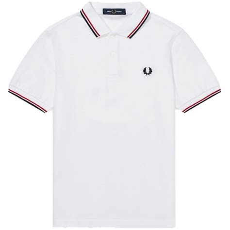 Fred Perry White M3600 Twin Tipped Polo Shirt Stuarts London